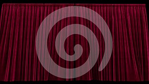 Closing theater red velvet curtains with alpha channel