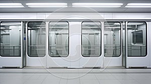 Closing train doors signal subway platform departure.AI Generated