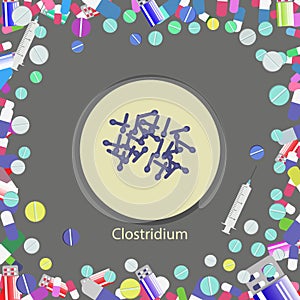 Clostridium difficile. Pathogenic flora. photo