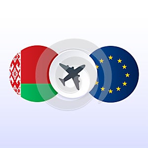 Closure airspace of Europe and Belarus vector illustration.