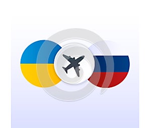 Closure airspace of Russia and Ukraine vector illustration.