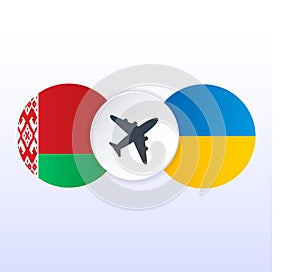 Closure airspace of Ukraine and Belarus vector illustration.