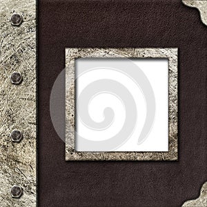 Cloth album cover with an iron rootlet and frame for photo