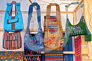 Cloth bags souvenirs display - Antigua - Guatemala