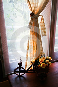 Cloth curtain and Mild sunny morning