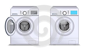 Set of realistic stacked clothes folding on laundry washing machine or laundry clothes clean folded or shirt jacket neat pile fash photo