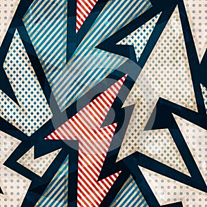 Cloth geometric seamless pattern with grunge effect