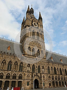 The Cloth Hall Lakenhalle on the market square in the centre of Ieper - Ypres