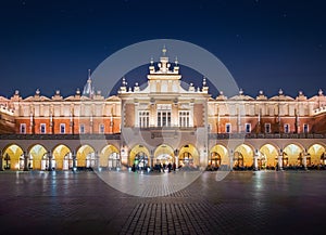 Cloth Hall at Main Market Square at night - Krakow, Poland