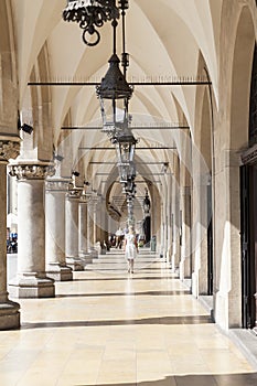 Cloth Hall on Main Market Square in sunny day, Krakow, Poland