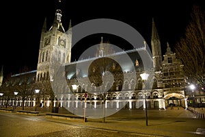 The Cloth Hall at night. Ypres, Belgium.