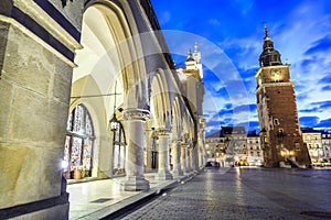 Cloth Hall and old city hall, Krakow, Poland