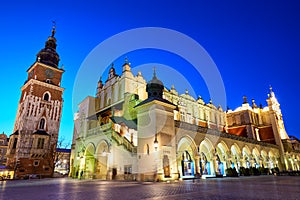 Cloth Hall and Town Hall Tower in Krakow