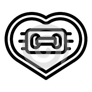 Cloth heart shaped button icon outline vector. Needlepoint thread item