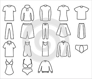 Cloth Icon Set Design Line Style