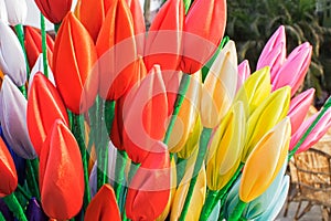 Cloth made Tulip flowers, handicraft items on display , Kolkata