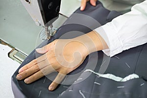 Cloth pattern is sewn using a sewing machine