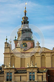 Cloth rows on the background of the blue sky, Krakow, Poland