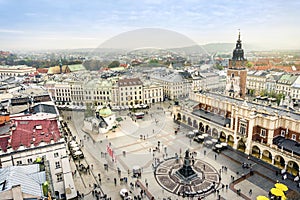 Cloth`s Hall and Old City Hall Tower on Market Square, Krakow, P