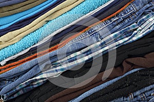 Clothes and accessories - diagonal group stack pile clotes background