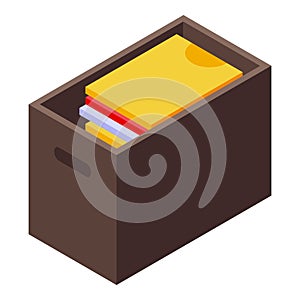 Clothes box donation icon, isometric style
