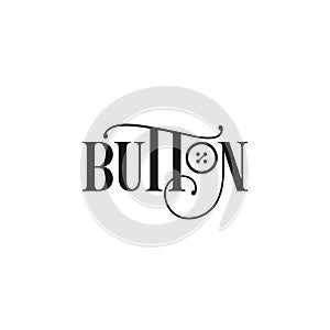 Clothes button logo lettering on white background.