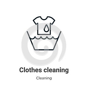 Clothes cleaning outline vector icon. Thin line black clothes cleaning icon, flat vector simple element illustration from editable