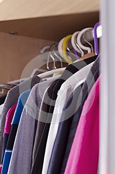 Clothes in the closet on a hanger