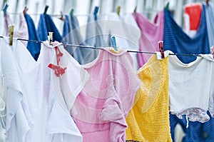 Clothes on clotheslines