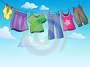 Clothes on clothing line theme image 2 photo
