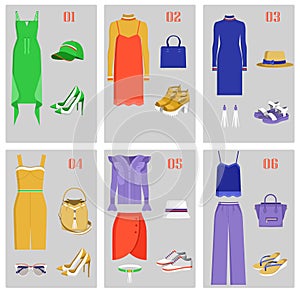 Clothes collection images set vector illustration