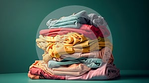 Pile clothes isolated on background, generative AI.