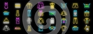 Clothes donation icons set vector neon