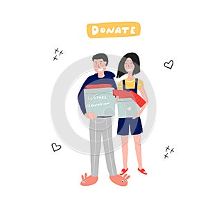 Clothes donation vector hand drawn illustration