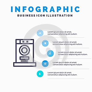 La ropa secadora muebles máquina línea icono 5 pasos actuación infografias 