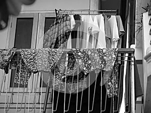 CLOTHES DRYING ON THE BALCONY