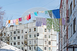 Clothes drying outdoors