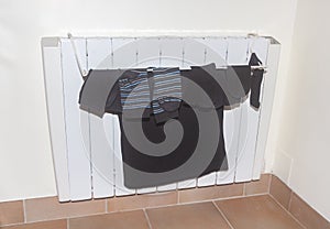 Clothes drying on the radiator