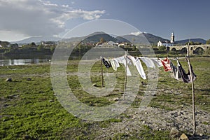 Clothes drying on the river banks