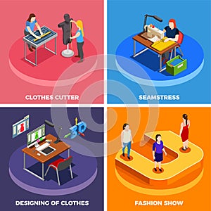 Clothes Factory 4 Isometric Icons