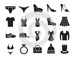 Clothes fashion icons set on white background