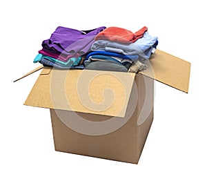 Clothes Folded In Box Shot At Angle Isolated