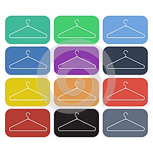Clothes hanger flat icon set