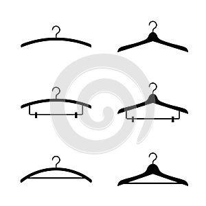 Clothes hanger silhouette icon set black color photo