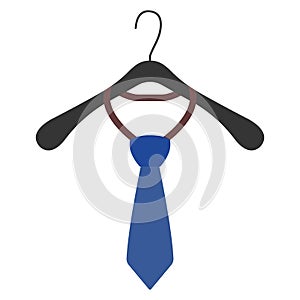 Clothes Hanger with tie icon and sign. Vector Illustration.