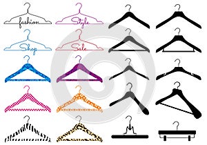 Clothes hanger, vector set photo