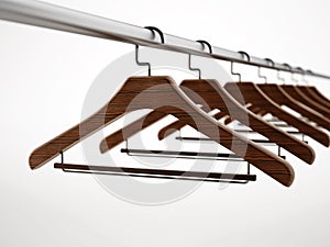 Clothes-hangers isolated on white background. 3D illustration