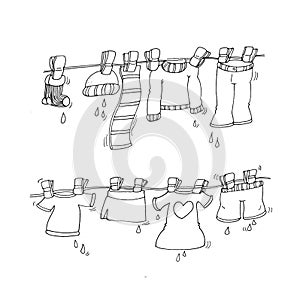 Clothes hanging clothes hanging with clothespins chine coloring humorous children