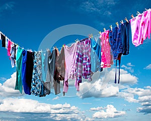 Clothes hanging to dry