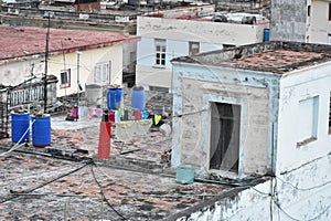 Clothes hanging to dry from Havana rooftop